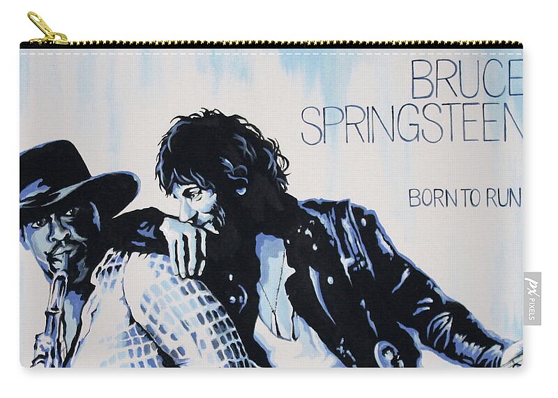 Bruce Springsteen Zip Pouch featuring the painting Born to Run Bruce Springsteen by Amy Belonio