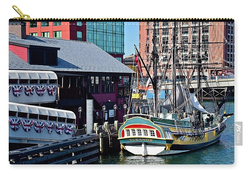 Boston Zip Pouch featuring the photograph Boston Harbor Daytime tea Party Museum by Frozen in Time Fine Art Photography