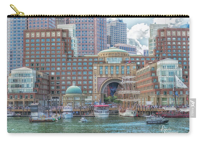 Boston Harbor Zip Pouch featuring the photograph Boston Harbor by Linda Constant