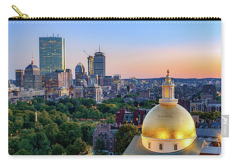Boston Zip Pouch featuring the photograph Boston State House 1 by Michael Hubley