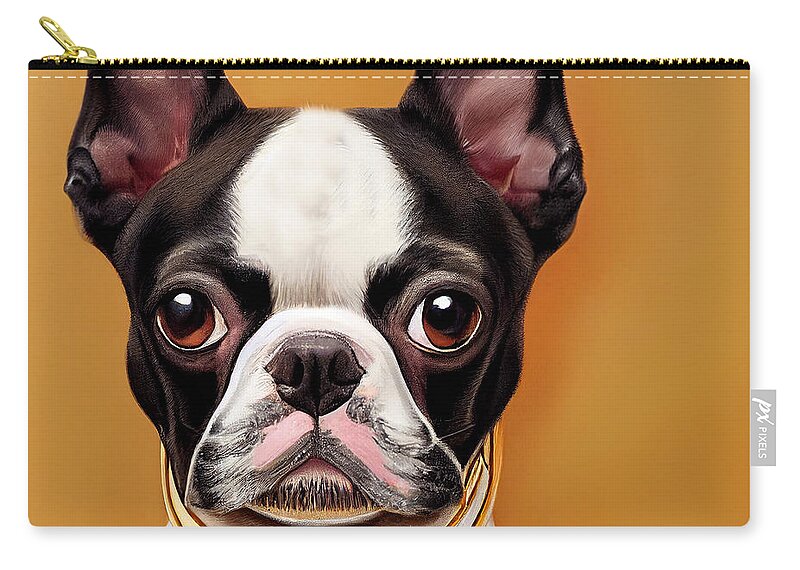 Boston Terrier Zip Pouch featuring the mixed media Boston Terrier Collection 1 by Marvin Blaine