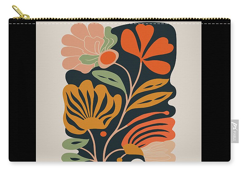 Bedroom Wall Art Zip Pouch featuring the painting Botanical Flower 02 by Jackie Medow-Jacobson