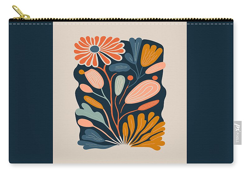 Botanical Flower Zip Pouch featuring the painting Botanical Flower 01 by Jackie Medow-Jacobson