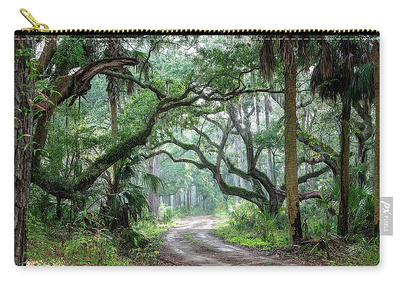 Botany Bay Zip Pouch featuring the photograph Botany Bay Plantation Maritime Forest Three by Douglas Wielfaert