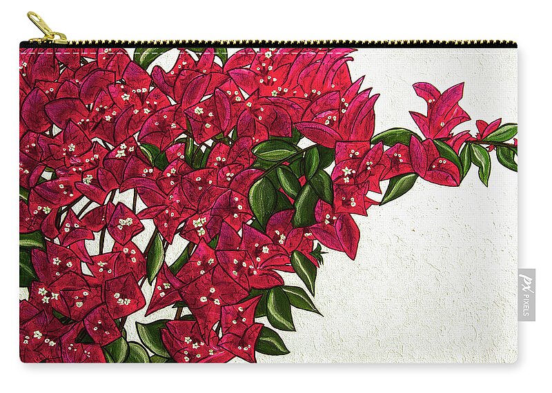 Floral Zip Pouch featuring the painting Bougainvillea by Donna Manaraze