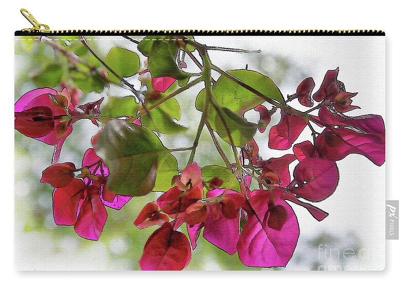 Bougainvillea Zip Pouch featuring the digital art Bougainvillea Light And Subtle by Kirt Tisdale
