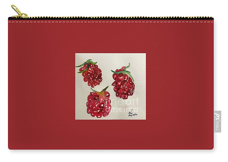  Zip Pouch featuring the painting Bouncing Berries by Nina Jatania
