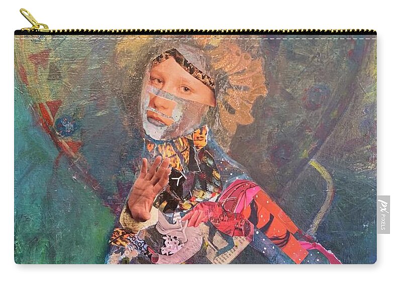  Zip Pouch featuring the mixed media Boundaries by Val Zee McCune
