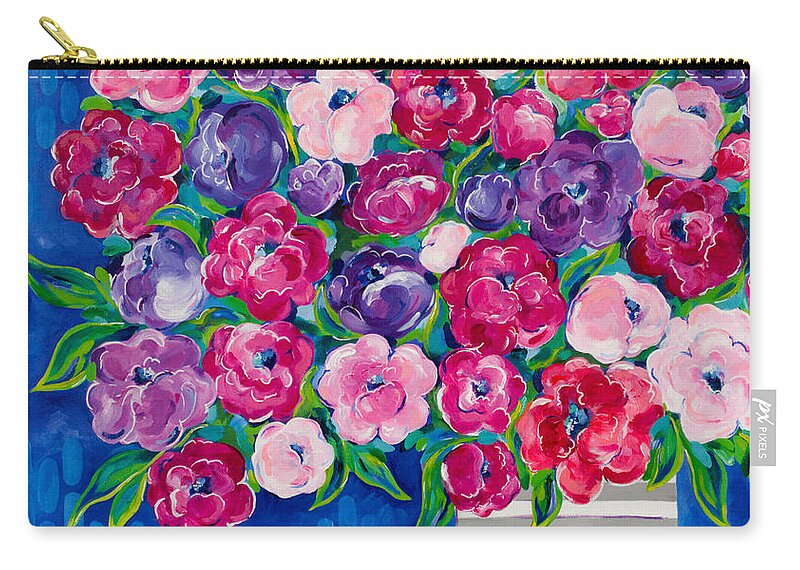 Flower Bouquet Carry-all Pouch featuring the painting Bountiful by Beth Ann Scott