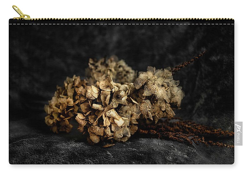 Bouguet Carry-all Pouch featuring the photograph Bouquet of dried hydrangea flowers by MPhotographer