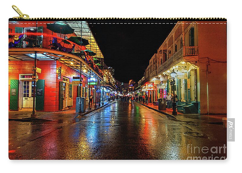 Bourbon Street Zip Pouch featuring the photograph Bourbon Street by Tom Watkins PVminer pixs