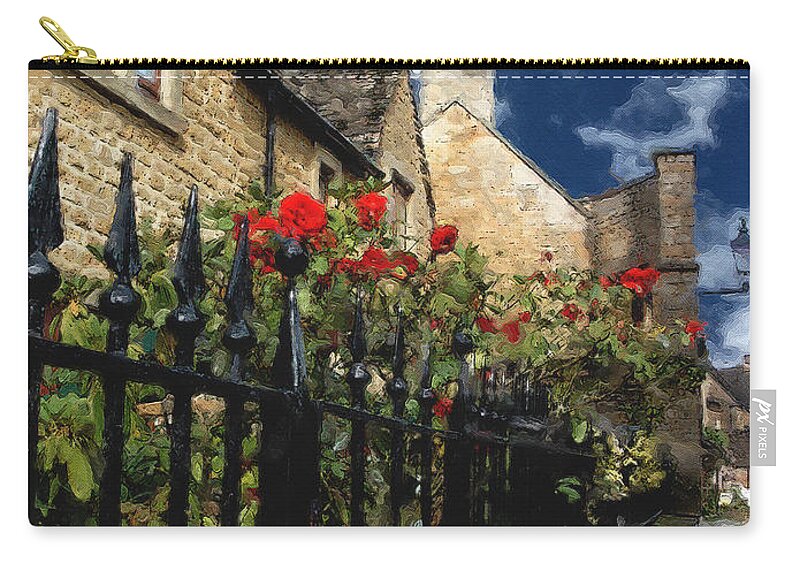 Bourton-on-the-water Zip Pouch featuring the photograph Bourton Red Roses by Brian Watt