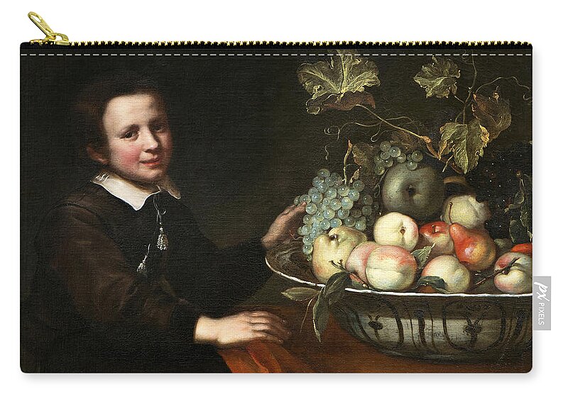 Anonymous Zip Pouch featuring the painting Boy with a Bowl of Fruit by Anonymous