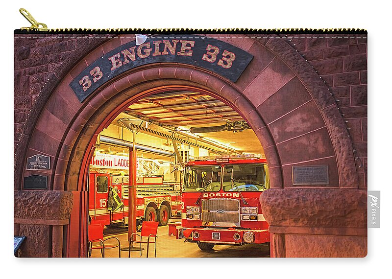 Boston Zip Pouch featuring the photograph Boylston Street Fire Station Boston MA Engine 33 by Toby McGuire
