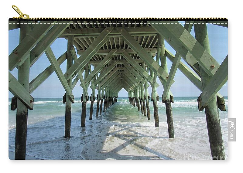 Pier Zip Pouch featuring the photograph Braced at the Pier by Roberta Byram