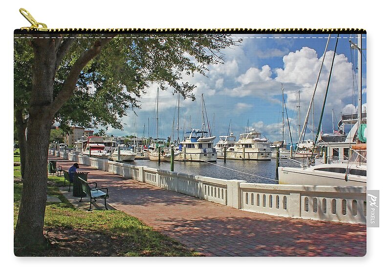 Downtown Bradenton Zip Pouch featuring the photograph Bradenton Florida Waterfront 2 by HH Photography of Florida