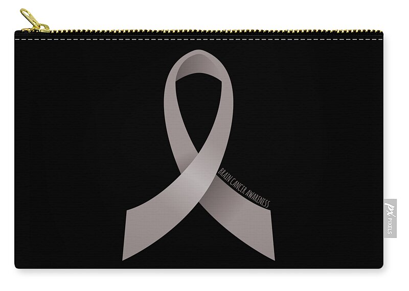 Awareness Zip Pouch featuring the digital art Brain Cancer Awareness Ribbon by Flippin Sweet Gear