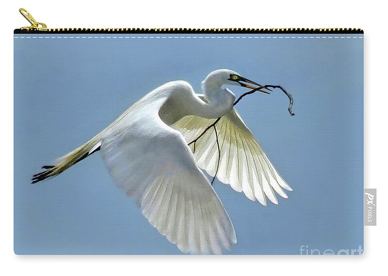 Egret Zip Pouch featuring the photograph Branch of Peace by Jennie Breeze