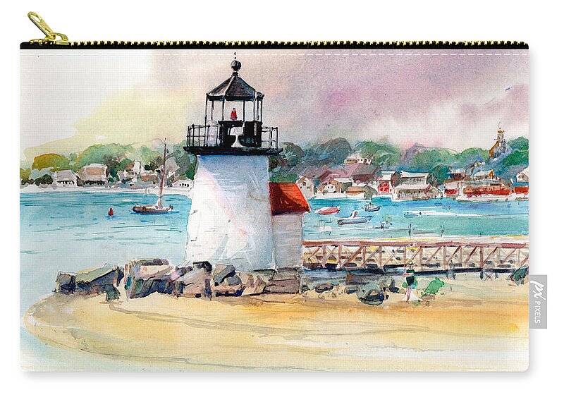 Nantucket Carry-all Pouch featuring the painting Brant Point Light by P Anthony Visco