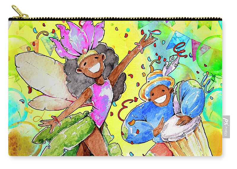 Carnival Zip Pouch featuring the painting Brazilian Carnival 03 by Miki De Goodaboom
