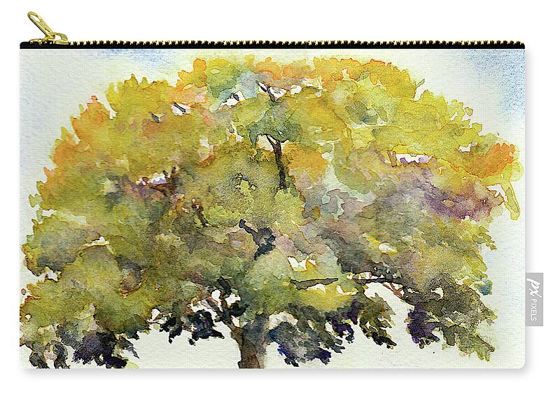 Oak Zip Pouch featuring the painting Brazos Oak No 4 by Wendy Keeney-Kennicutt