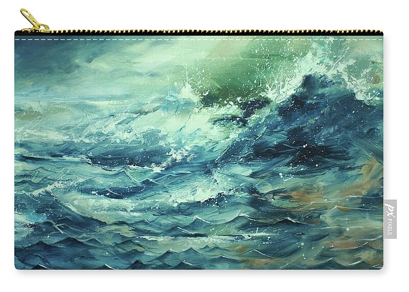 Ocean Zip Pouch featuring the painting Breach by Michael Lang