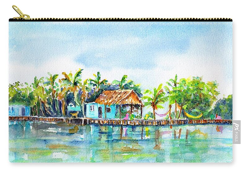 Belize Zip Pouch featuring the painting Bread and Butter Caye Belize by Carlin Blahnik CarlinArtWatercolor