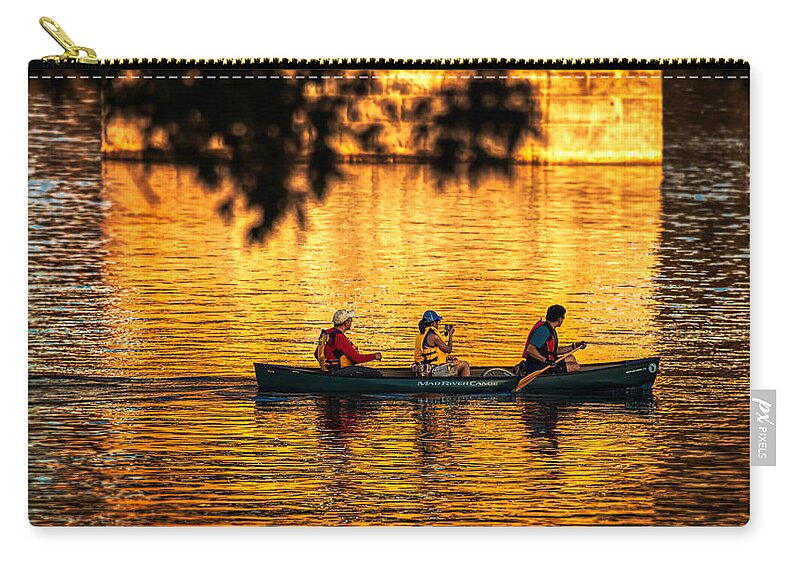 Golden Light Zip Pouch featuring the photograph Breaking the gold space by Tatiana Travelways