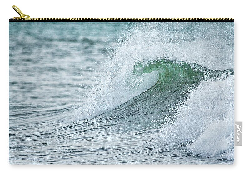 Wave Zip Pouch featuring the photograph Breaking Wave off Atlantic Beach, North Carolina by Bob Decker