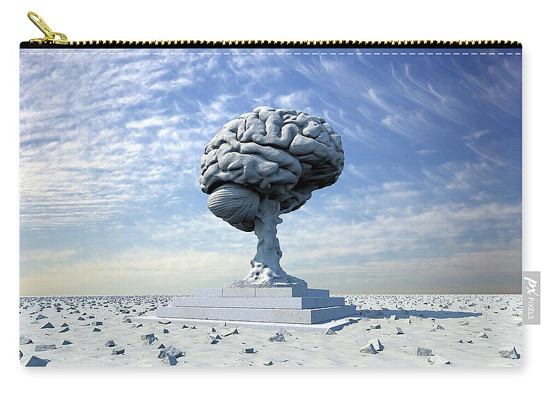 Brain Zip Pouch featuring the digital art Bricks Of Perception by Russell Kightley