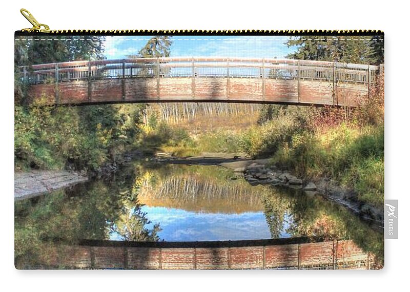 Bridges Zip Pouch featuring the photograph Bridge and Clouds by Jim Sauchyn