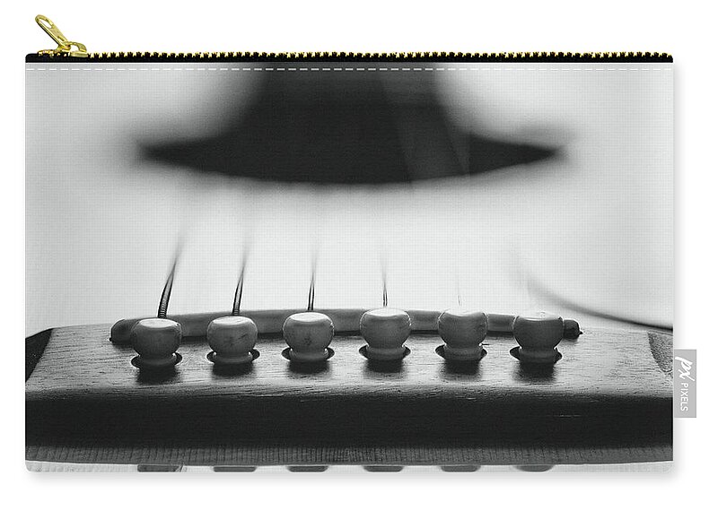 Guitar Zip Pouch featuring the photograph Bridge and Saddle by Scott Norris