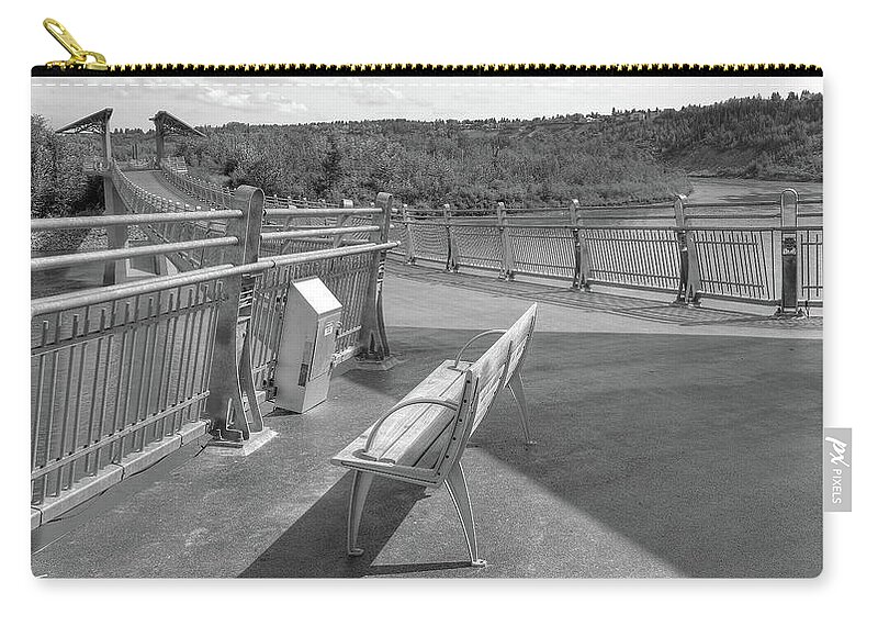 Bridge Zip Pouch featuring the photograph Bridge in Black and White by Jim Sauchyn