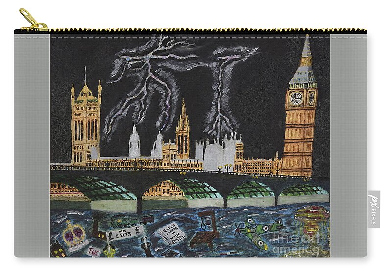 London Carry-all Pouch featuring the painting Bridge over Troubled waters by David Westwood