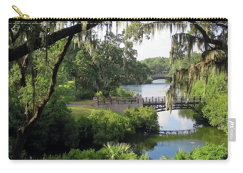 Landscape Zip Pouch featuring the photograph Bridges Over Tranquil Waters by Rick Locke - Out of the Corner of My Eye
