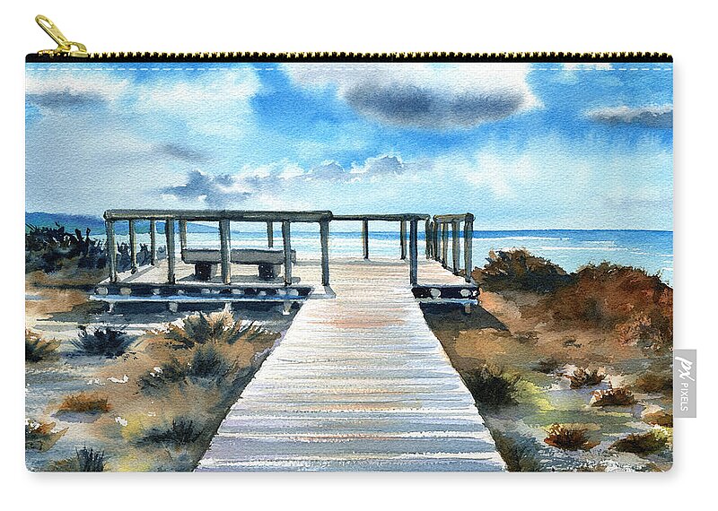 Portugal Zip Pouch featuring the painting Just Another Bright Day In Portugal by Dora Hathazi Mendes