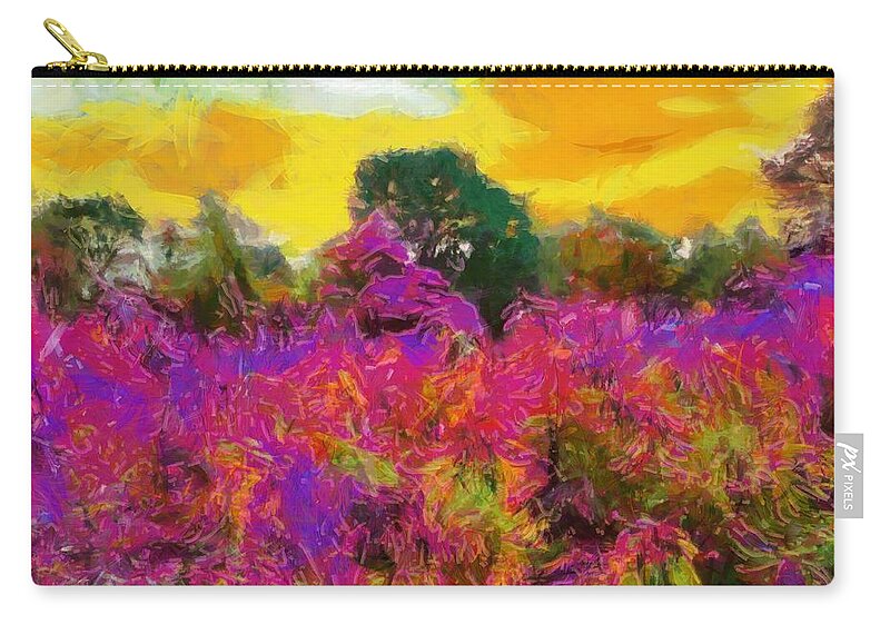 Meadow Zip Pouch featuring the mixed media Brilliant Meadow by Christopher Reed