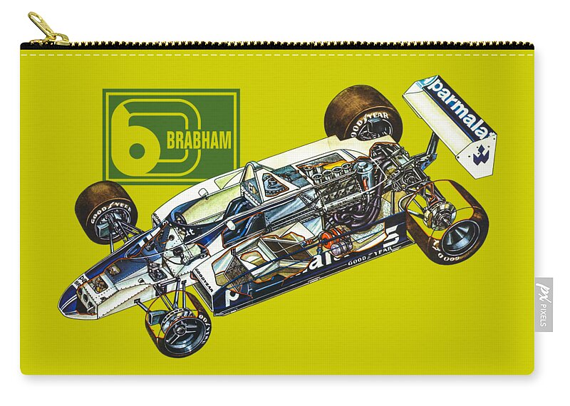 British racing car Brabham BT49 is a grand prix 1979 racing car. Cutaway  automotive art Zip Pouch by Vladyslav Shapovalenko - Pixels