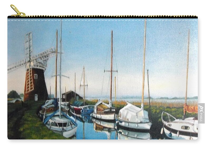 Broads Norfolk Zip Pouch featuring the painting Broads Norfolk by HH Palliser
