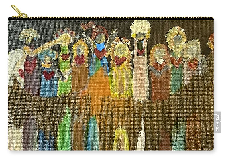 Beatles Broken Heart People Diversity Zip Pouch featuring the painting Broken Hearted People- Let It Be by Kathy Bee