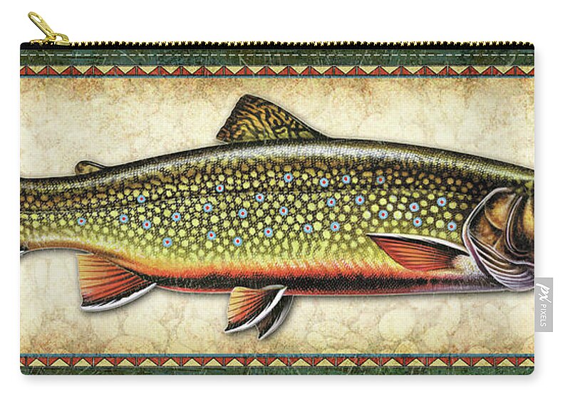 Jon Q Wright Zip Pouch featuring the painting Brook Trout Study by Jon Q Wright