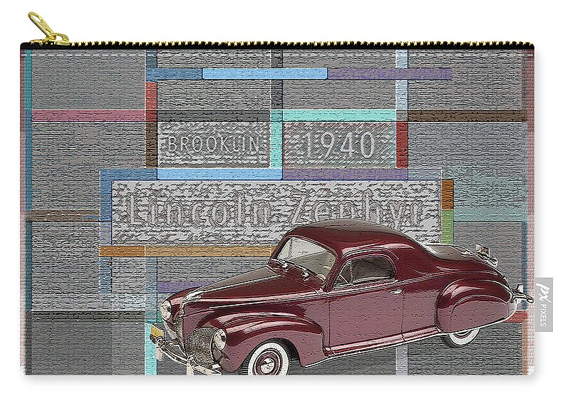 Brooklin Models Zip Pouch featuring the digital art Brooklin Models / Lincoln Zephyr by David Squibb