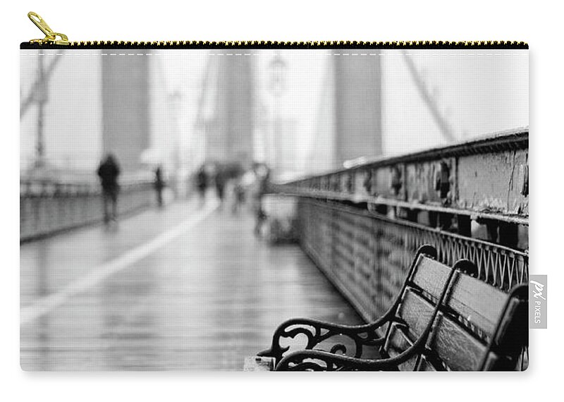  Zip Pouch featuring the photograph Brooklyn Bridge in Rain by Randy Lemoine