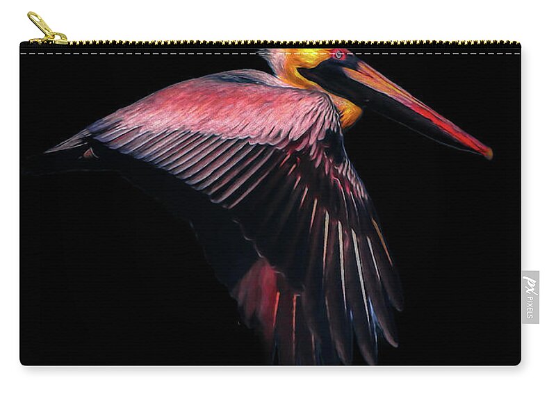 Bird Carry-all Pouch featuring the digital art Brown Pelican Art by Ron Grafe