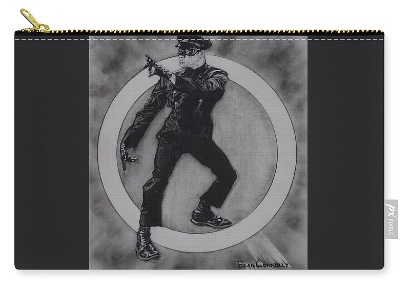 Charcoal Pencil Zip Pouch featuring the drawing Bruce Lee - Kato - 3 by Sean Connolly