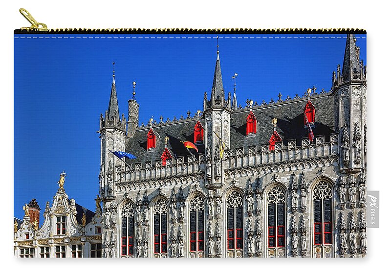 Bruges Zip Pouch featuring the photograph Bruges City Hall and Stadsarchief Brugge by Olivier Le Queinec