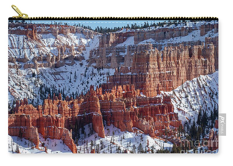 Bryce Canyon National Park Zip Pouch featuring the photograph Bryce Canyon Snowscape Five by Bob Phillips