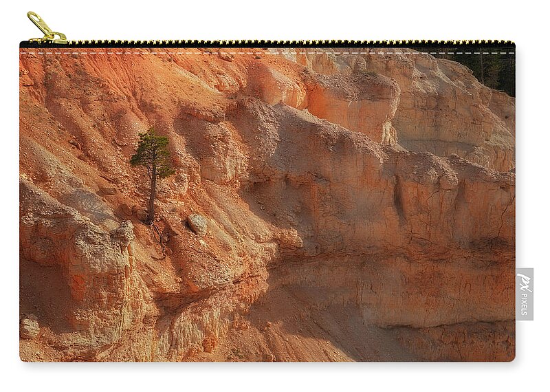 Photograph Zip Pouch featuring the photograph Bryce Canyon Utah Tree Among Rocks by John A Rodriguez