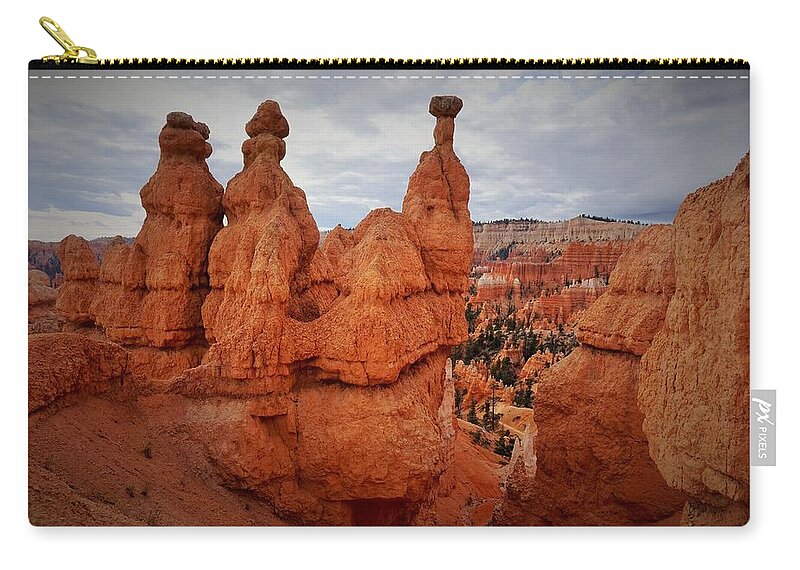 Bryce Canyon National Park Carry-all Pouch featuring the photograph Bryce National Park - Three Hoodoos by Yvonne Jasinski