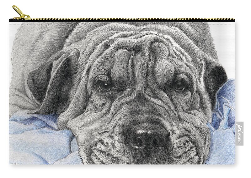 Dog Carry-all Pouch featuring the drawing Bubba by Louise Howarth